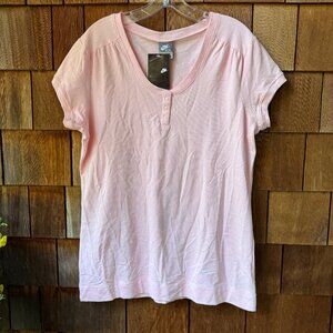 NWT Nike Pink Scoop Neck Short Sleeve Cotton Knit Tee in Women's XXL